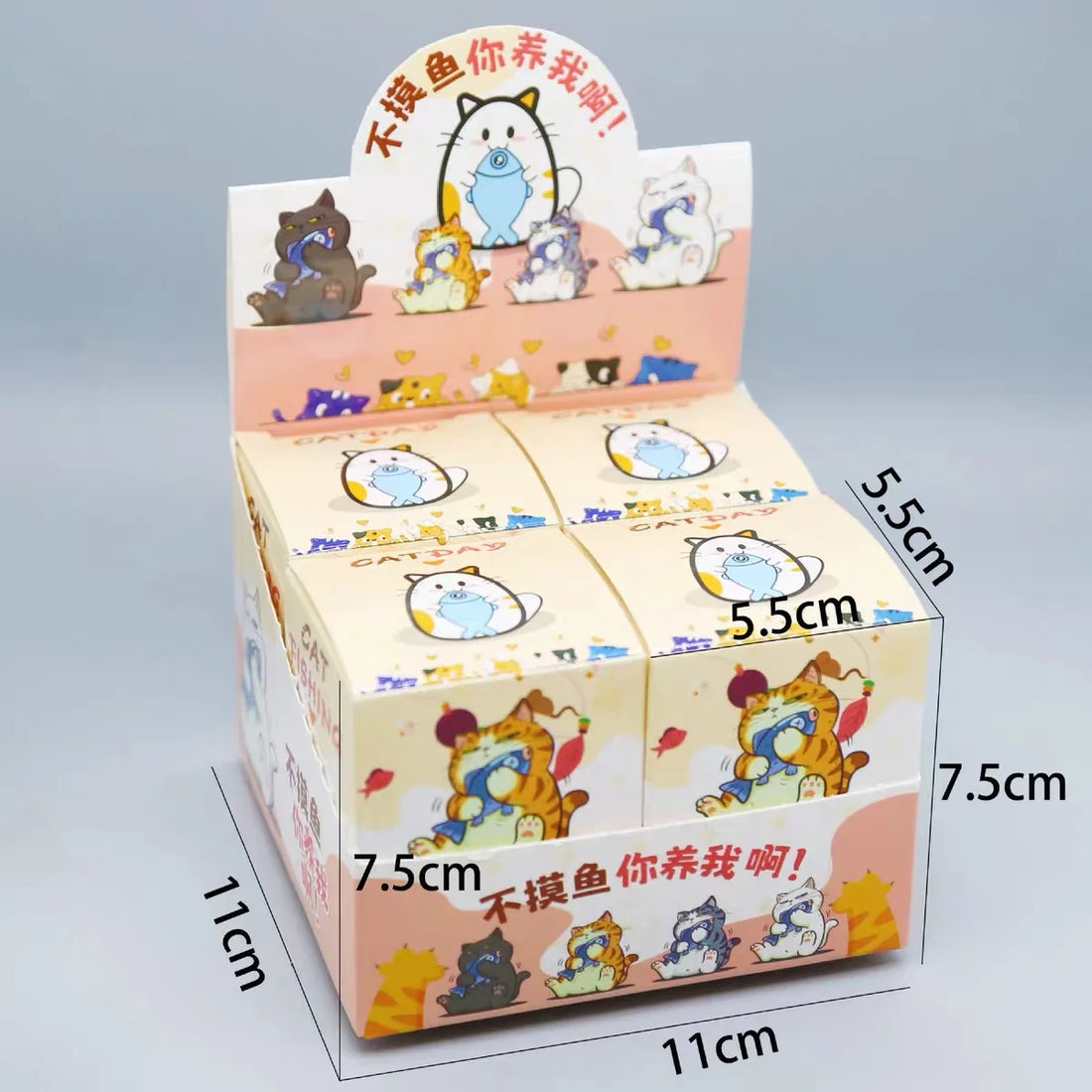 Chubby Cat Holding Fish Blind Box Figure