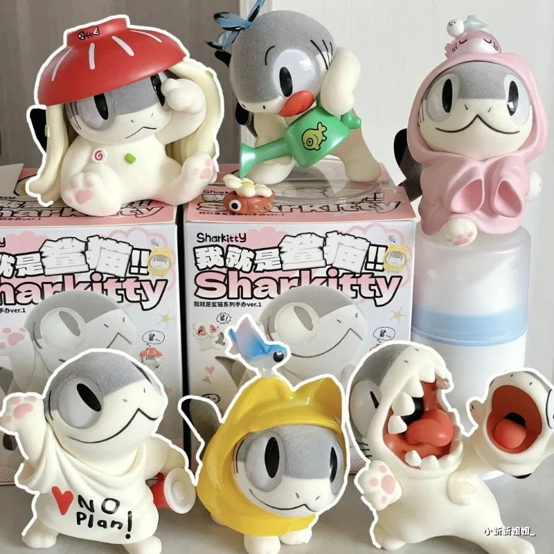 🦈🐱Shark Kitty Flocked Blind Box Figure